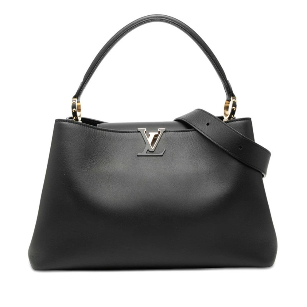Louis Vuitton Capucines Souple 2way Shoulder Bag Black Leather
